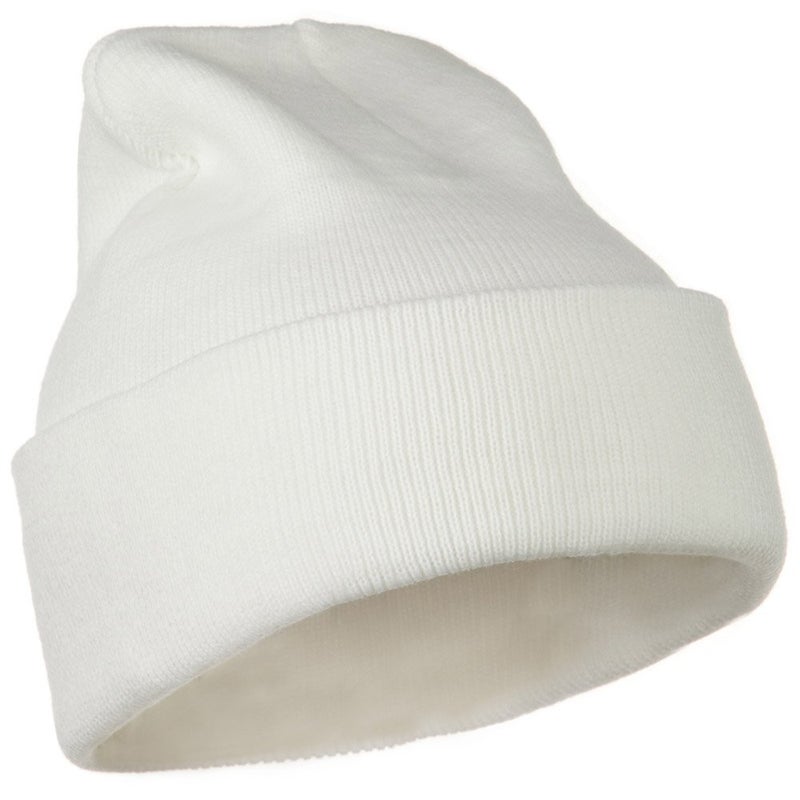 Mega Cap MG 12 Inch Long Knitted Beanie (White OSFM) - Image 4